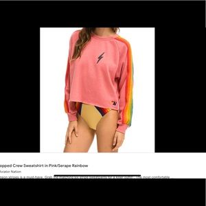 Aviator nation pink cropped hoodie